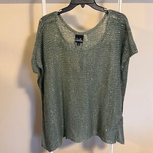 Noelle Sparkle Knit tunic in sage green and metallic silver NWT